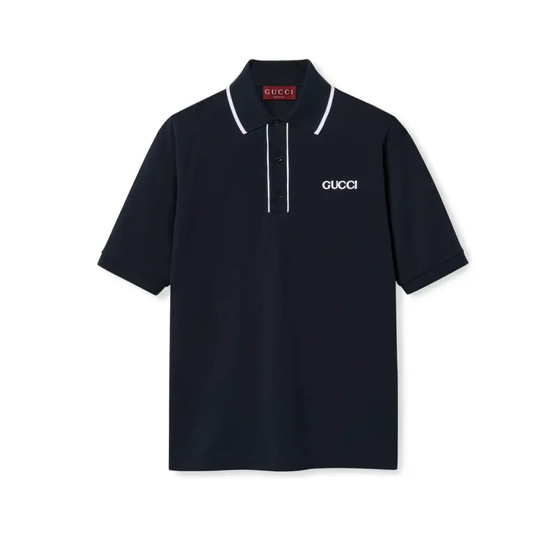 Embroidered cotton piquet polo shirt 004