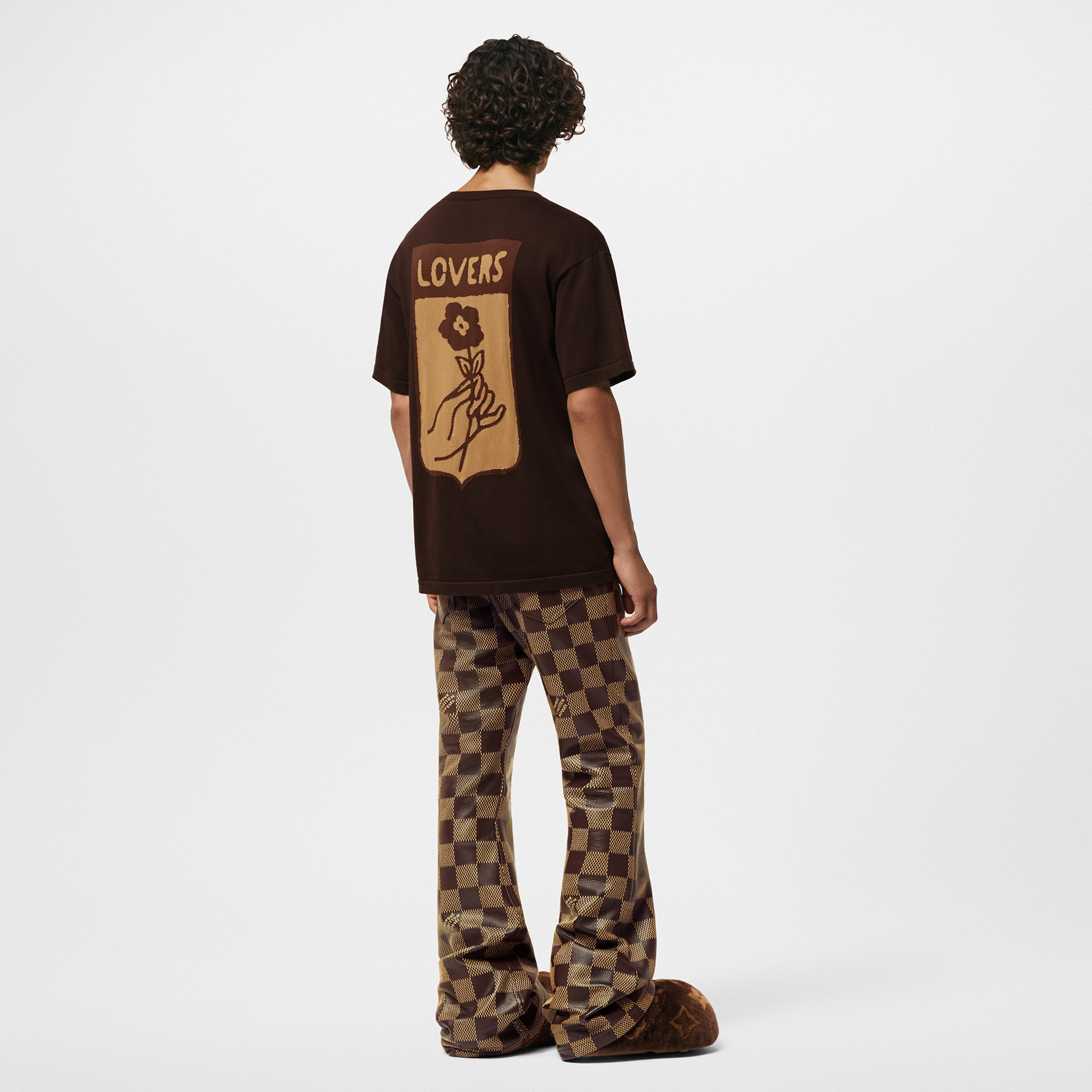 Short-Sleeved Cotton Intarsia Crewneck 042